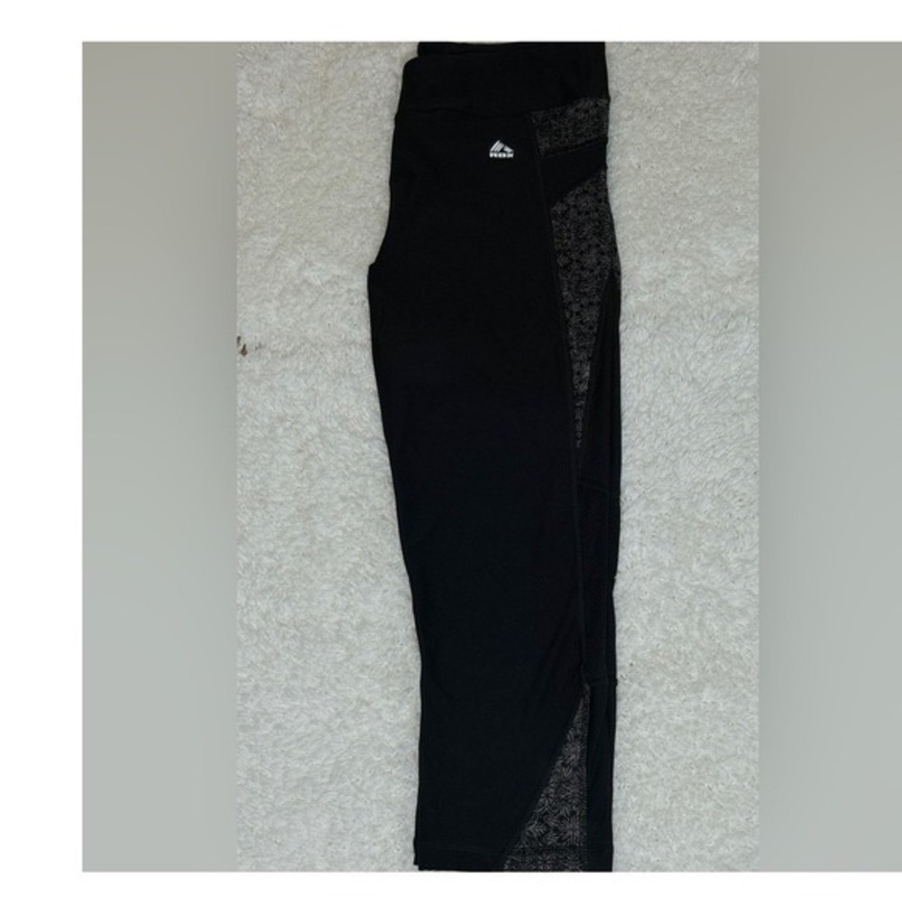 RBX Active Women Black Cropped Leggings Mesh Inserts Capri Yoga Pants Large